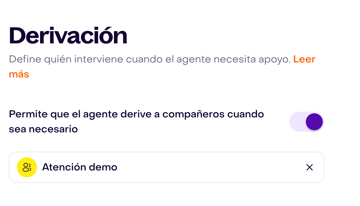 Equipo de destino en Derivación