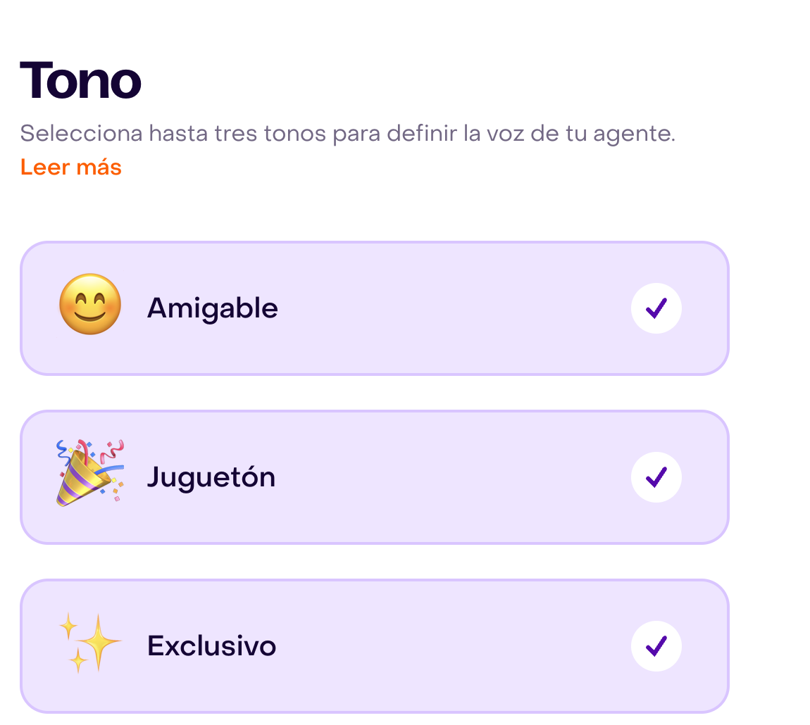 Tres tonos seleccionados sin guardar