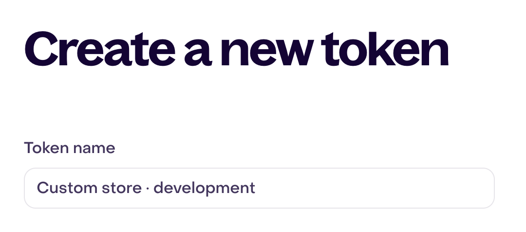 Fictional authorization token name, unsaved and without showing a secret.