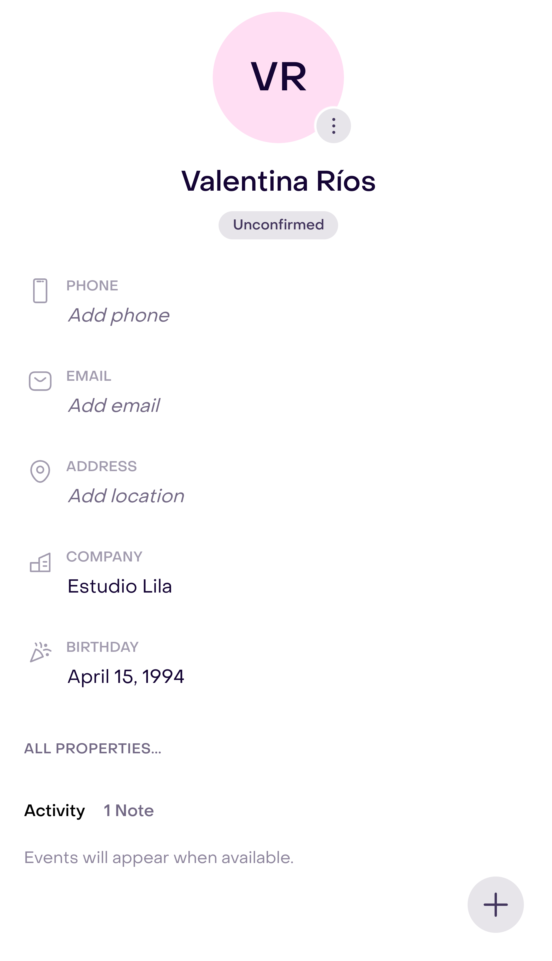 Customer profile opened from a fictional Inbox conversation with its native information visible.