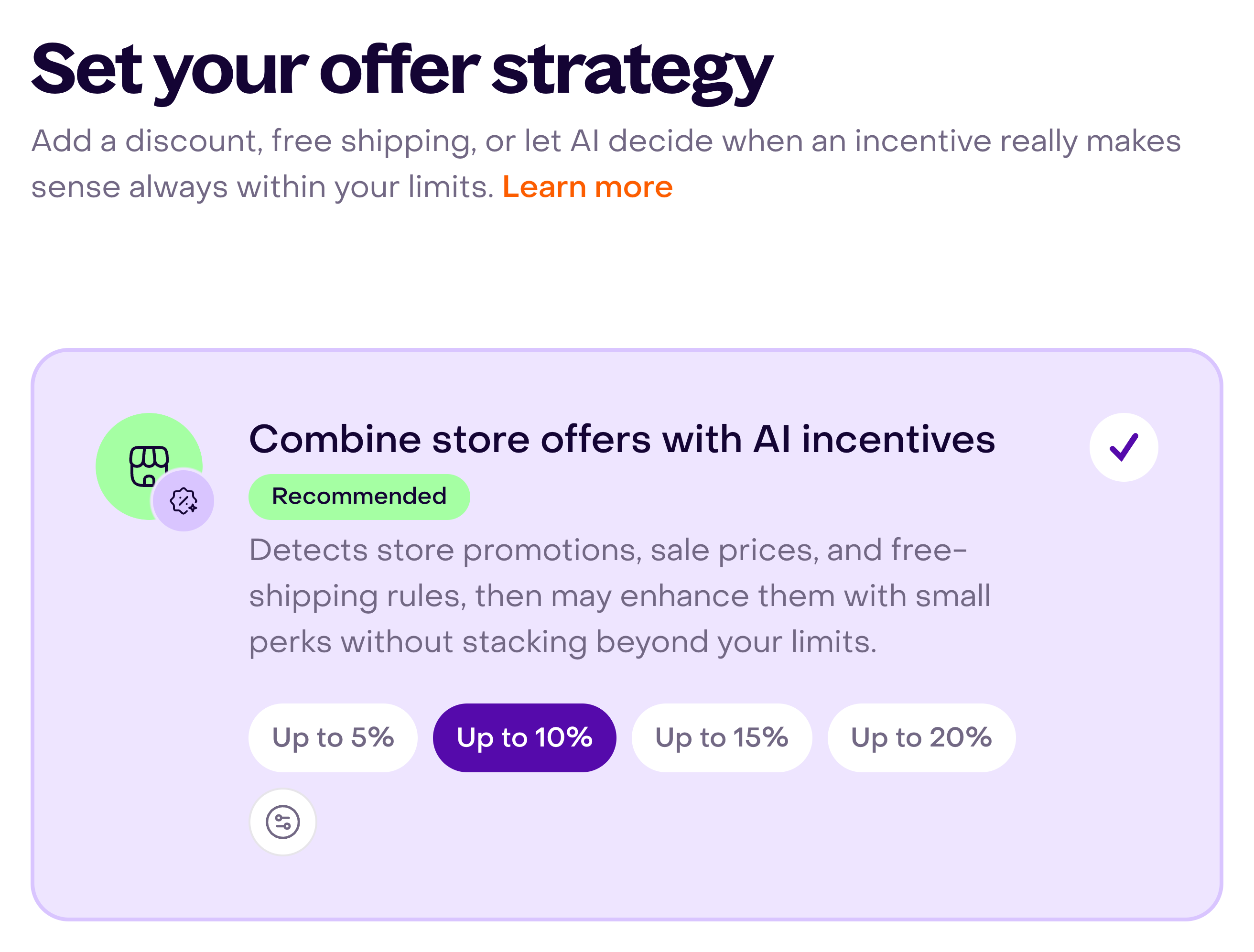 Combined discount strategy with a ten percent limit