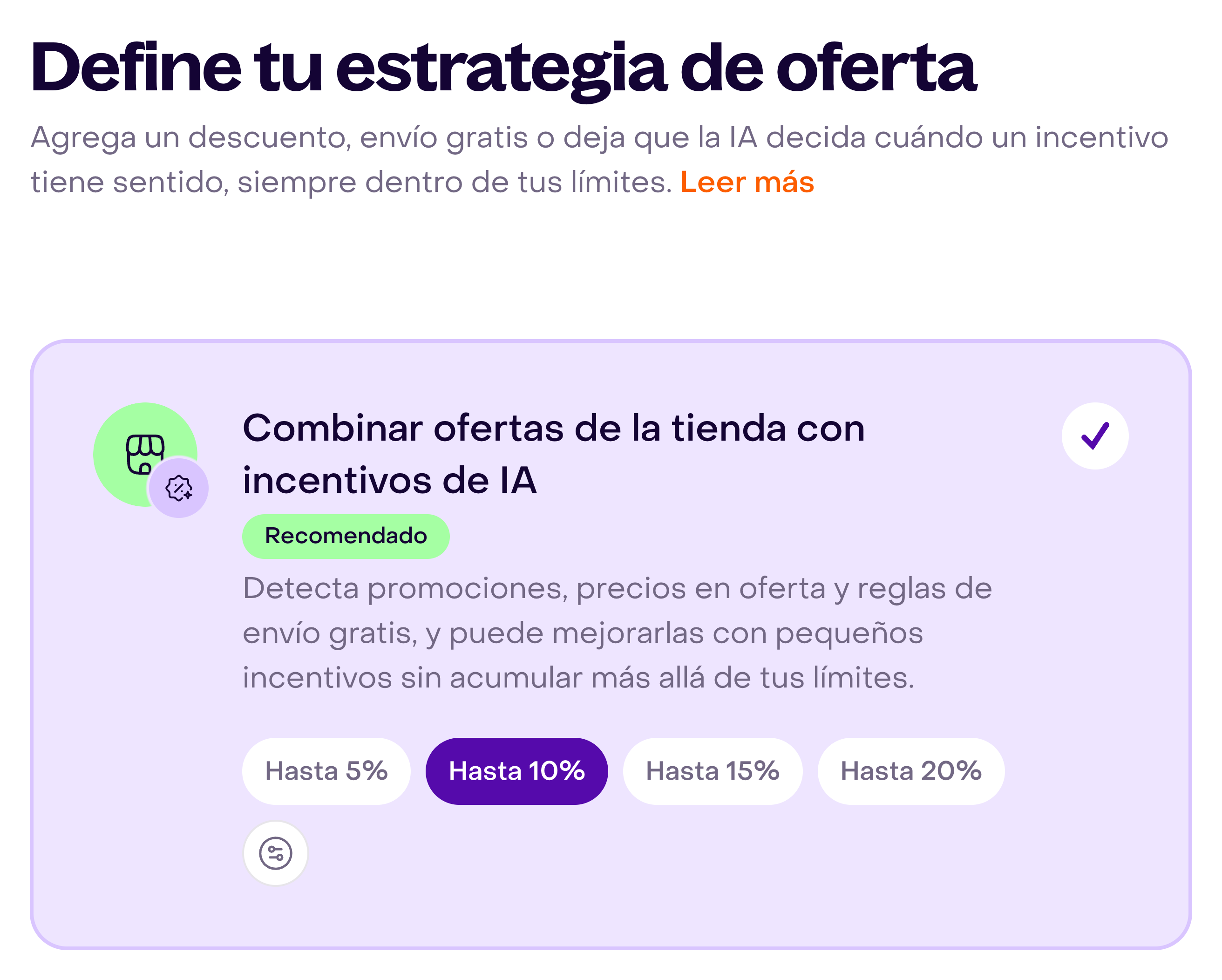 Estrategia combinada de descuentos con un límite del diez por ciento