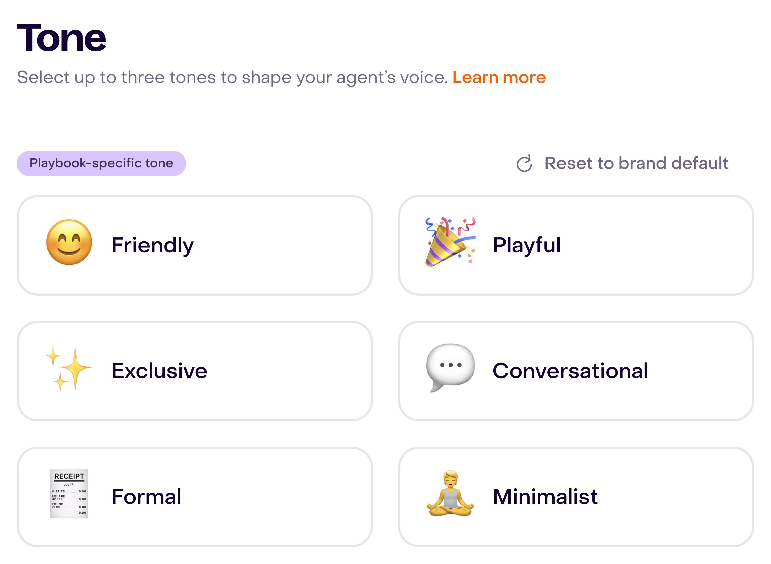 Message tone options